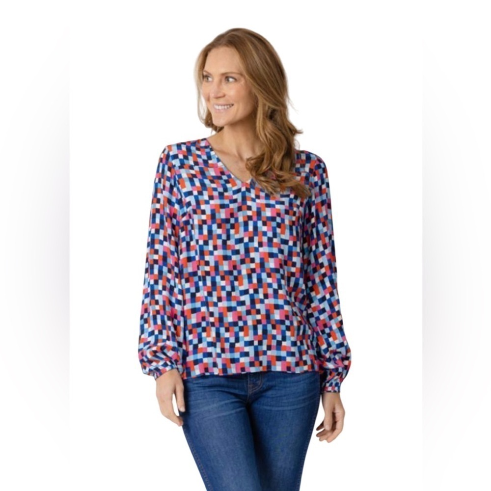 Sail to Sable XS Multicolor Geometric Blouse NWT